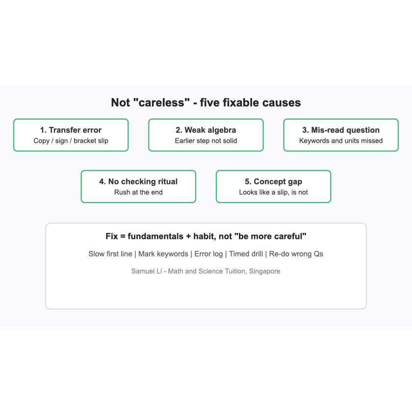 Five real causes of careless mistakes in Math — diagram